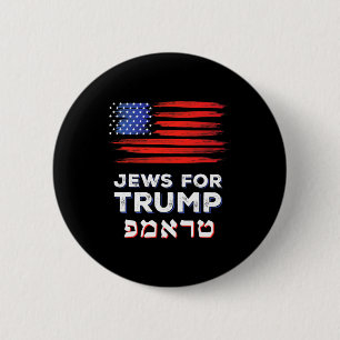 For Trump 2024 Israel Usa Hebrew Election Jewish V 6 Cm Round Badge