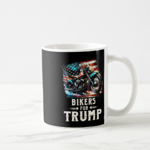 For Trump 2024 Motorcycle Patriotic American Flag Coffee Mug