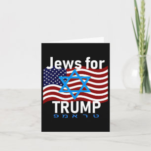 For Trump American Flag Star Of David Hebrew Suppo Card