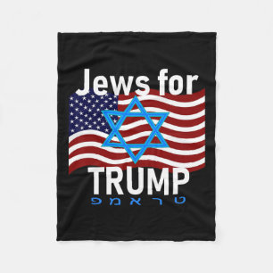 For Trump American Flag Star Of David Hebrew Suppo Fleece Blanket