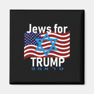 For Trump American Flag Star Of David Hebrew Suppo Magnet