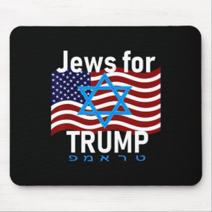 For Trump American Flag Star Of David Hebrew Suppo Mouse Pad
