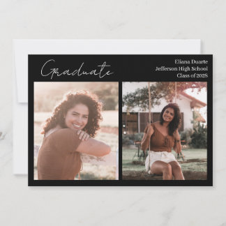 For Two Graduation Photos Announcement Card