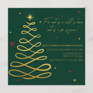 For Unto Us A Child Is Born Christmas Invitation