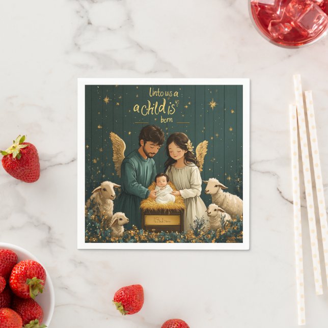 For Unto Us a Child Is Born Nativity Découpage Napkin (Insitu)