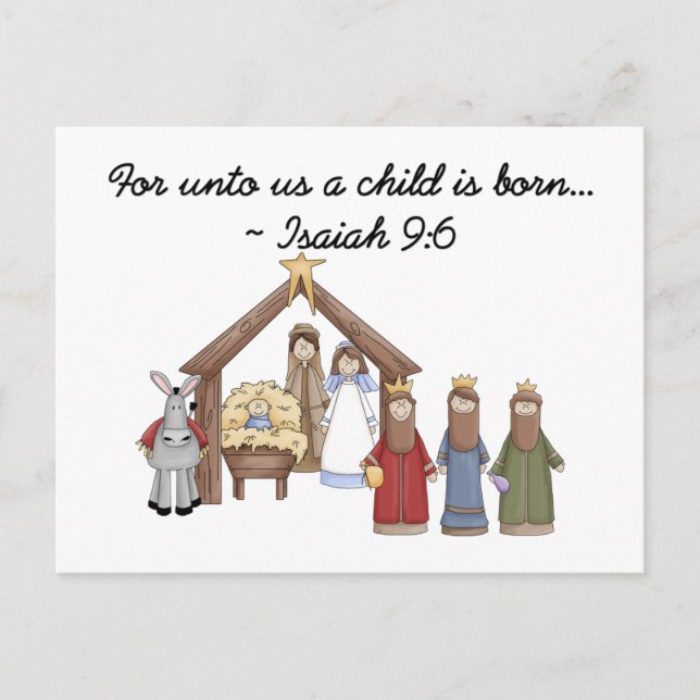 For unto us a child is born postcard (Front)