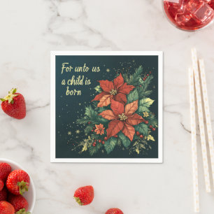 For Unto Us a Child Is Born Scripture Découpage Napkin