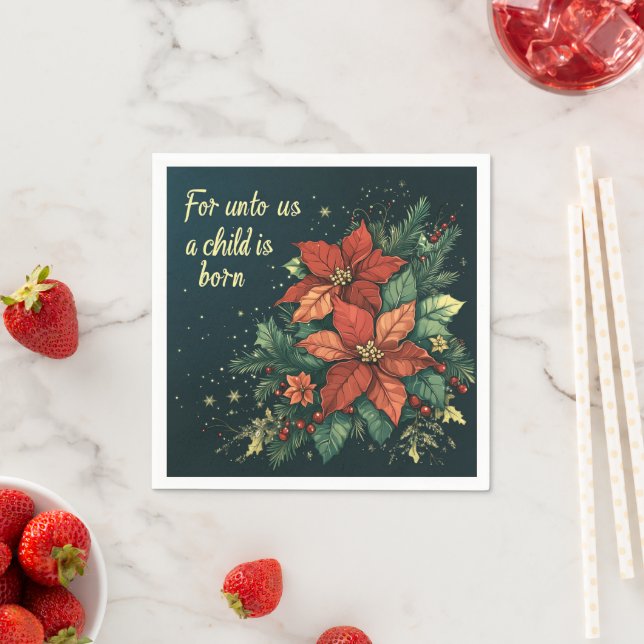 For Unto Us a Child Is Born Scripture Découpage Napkin (Insitu)