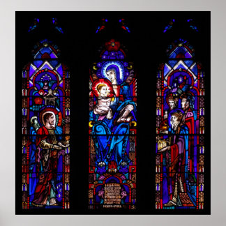 For Unto Us A Child Is Born Stained Glass Poster