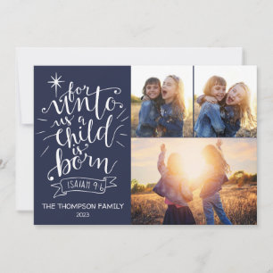 For Unto Us Christmas Photo Card Three Picture