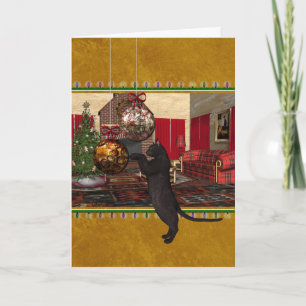 For Veterinarian Christmas Black Cat Card