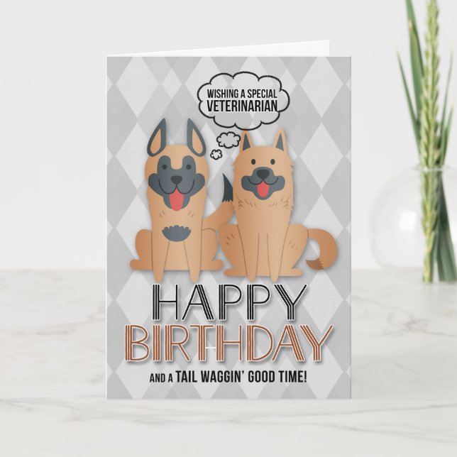 for Veterinarian's Birthday Cute Cartoon Dogs Card (Front)