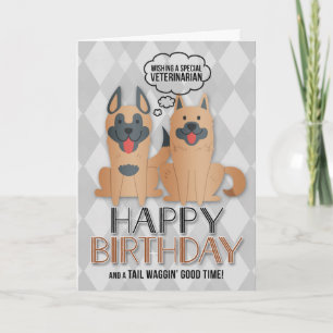 for Veterinarian's Birthday Cute Cartoon Dogs Card