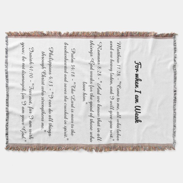 For when I am weak bible verse blanket (Front)