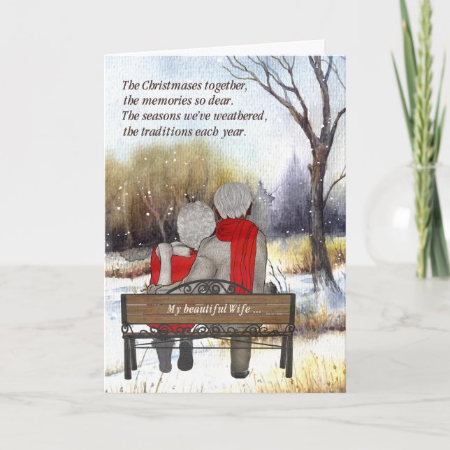 for Wife African American Senior Citizen Couple Holiday Card (Front)