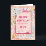 For wife, craft birthday card<br><div class="desc">Say Happy Birthday with a delightful scrap-booking crafts card. With lots of flowers,  butterflies,  and even a friendly caterpillar,  this card is sure to delight. Copyright Norma Cornes.</div>
