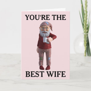 FOR WIFE GNOME ELF CHRISTMAS CARD