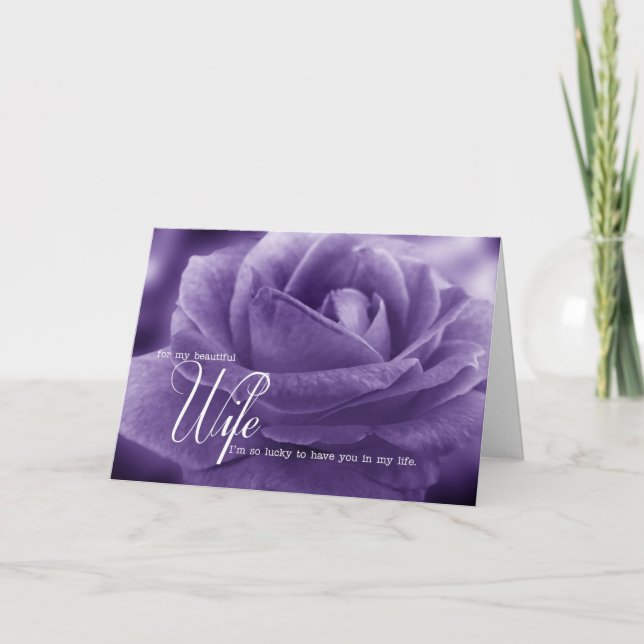 for Wife on Mother's Day Sentimental Purple Rose Holiday Card (Front)