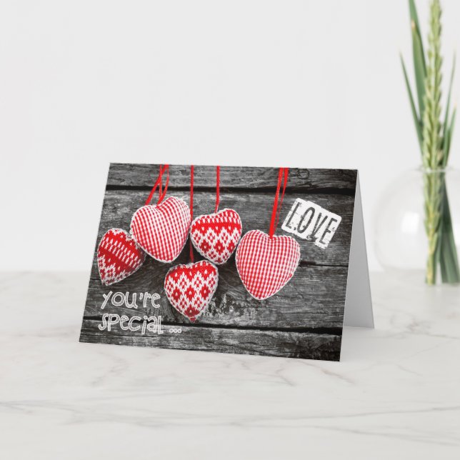 For Wife on Valentine's Day. Craft Hearts  Holiday Card (Front)