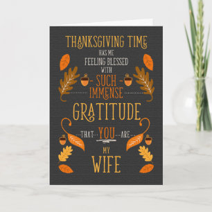 for Wife Thanksgiving Immense Gratitude for You Holiday Card