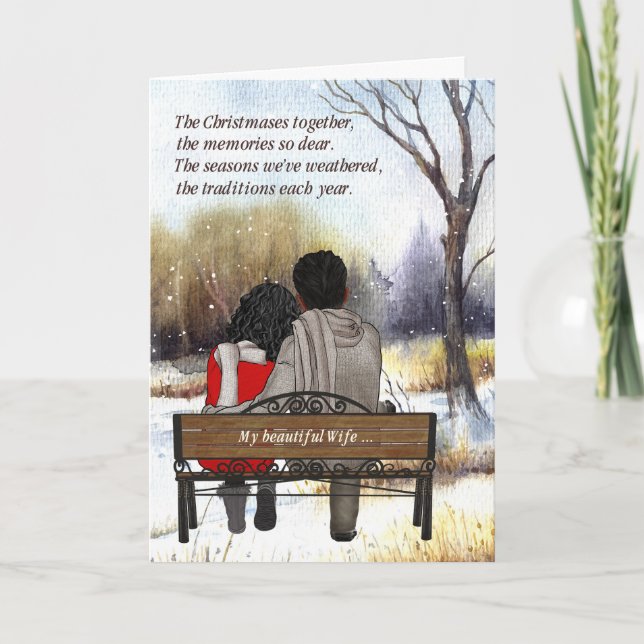 for Wife Young African American Couple Holiday Card (Front)