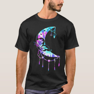 for Women Crescent Moon Butterfly Mandala Yoga T-Shirt