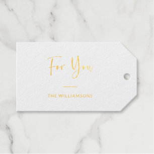 For You Elegant Minimal Calligraphy Custom Gold Gift Tags