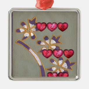 For You From Me: Beautiful Floral Hearts Design Metal Tree Decoration