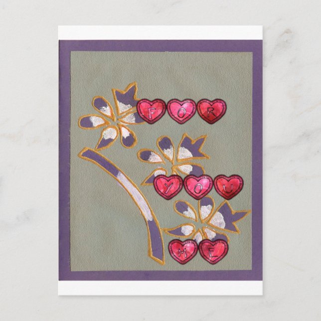 For You From Me: Beautiful Floral Hearts Design Postcard (Front)