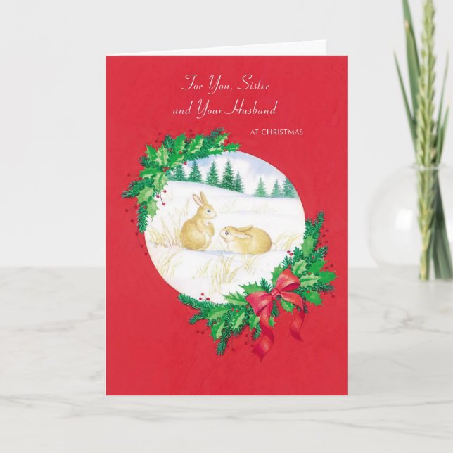 For You, Sister and Your Husband at Christmas Holiday Card (Front)