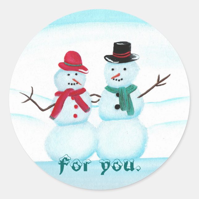 For you, Snow People, Christmas gift stickers (Front)