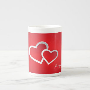 For You Valentine's Day Hearts Design Bone China Mug