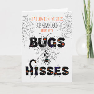 for Young Grandson Halloween Bugs and Hisses Card