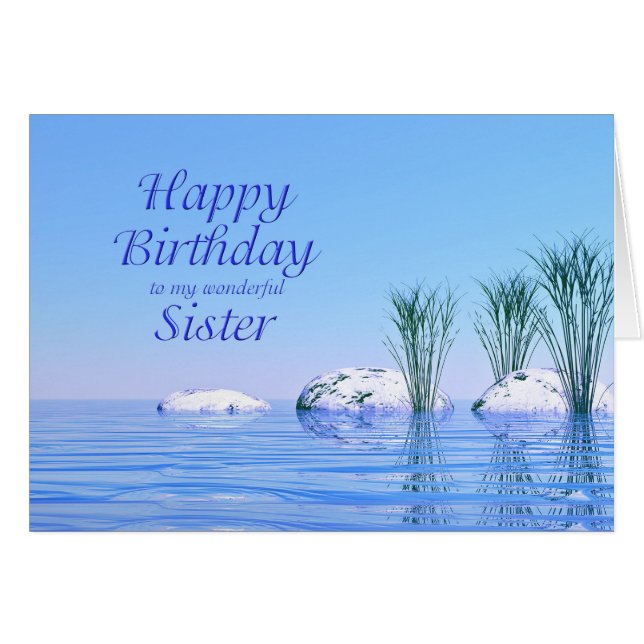 For your Sister, a Spa Like Blue Birthday (Front Horizontal)