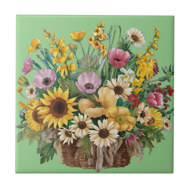 Foral design Ceramic Tile (Front)