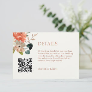 Foral Watercolor Wedding Finer Details QR code Enclosure Card