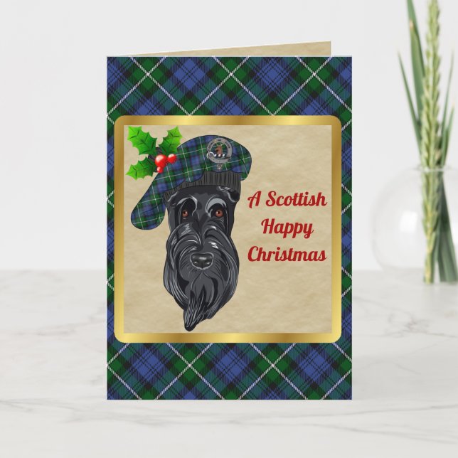 Forbes Badge & Tartan Personalised Xmas Card (Front)