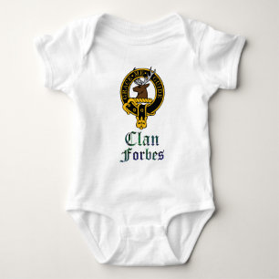 Forbes scottish crest and tartan clan name baby bodysuit