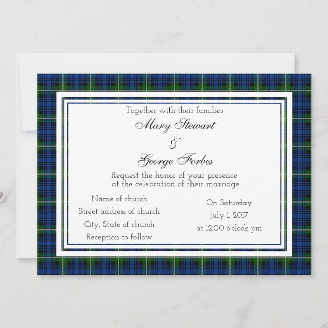 Forbes Scottish Wedding Invitation (Front)