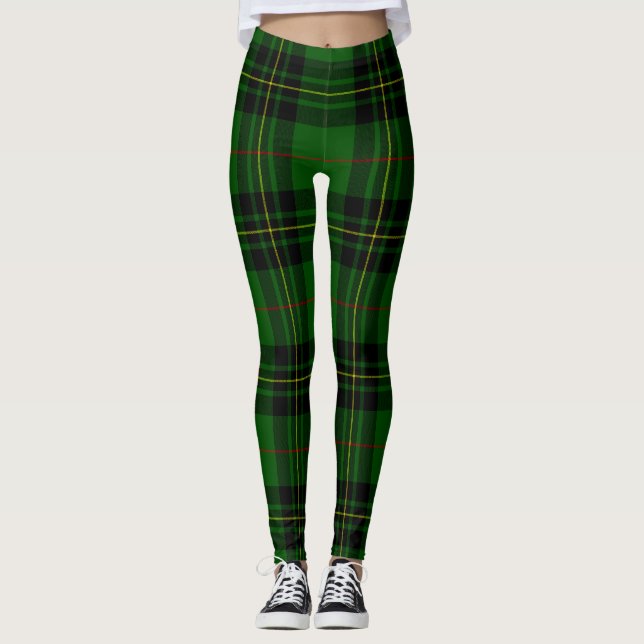 Forbes tartan green black plaid leggings (Front)