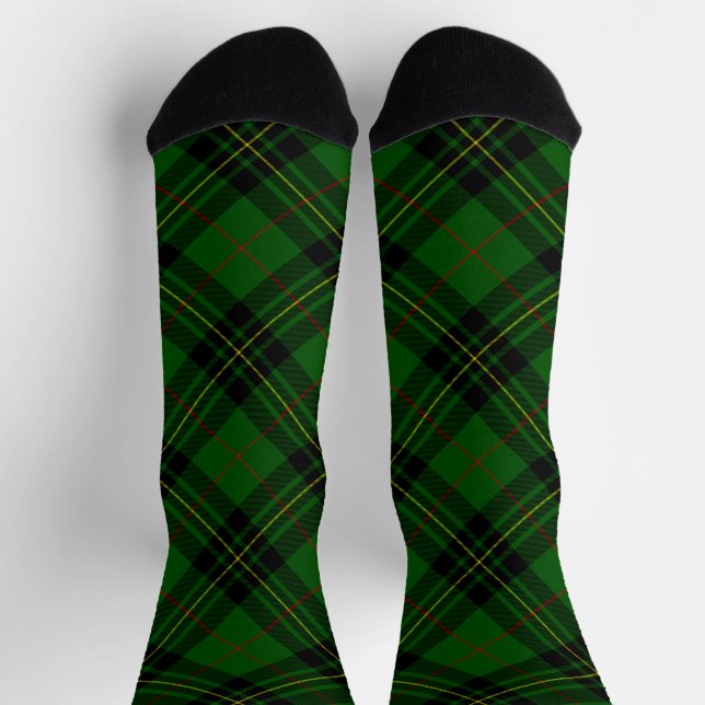 Forbes tartan green black plaid socks (Top)