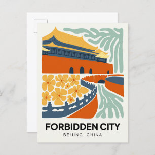 Forbidden City Beijing China travel floral art Postcard