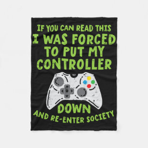 Forced Controller Down Re Enter Society Funny Gami Fleece Blanket