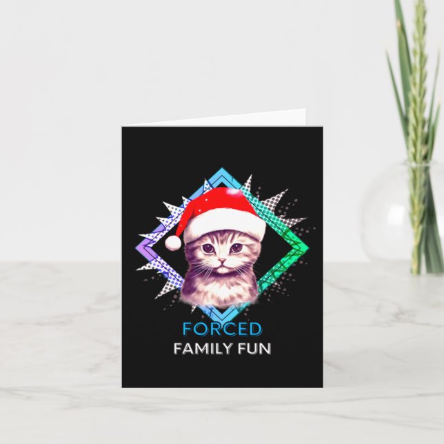 Forced Family Fun Christmas Cat Card (Front)