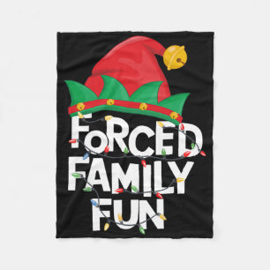 Forced Family Fun Christmas Elf Hat Men Women Kids Fleece Blanket