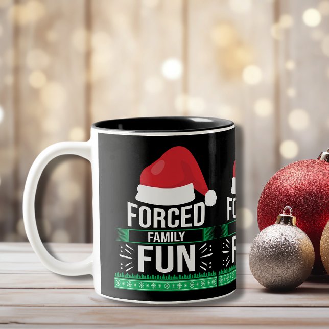 Forced Family Fun Christmas Humour Two-Tone Coffee Mug (Creator Uploaded)