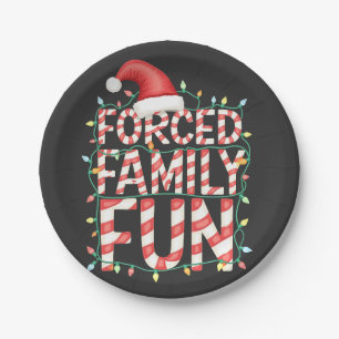 Forced Family Fun Funny Family Matching Outfit Paper Plate
