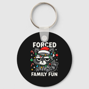 Forced Family Fun – Funny Sarcastic Raccoon Xmas C Key Ring