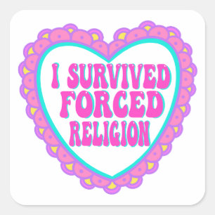 Forced Religion Pink Heart Valentine Square Sticker
