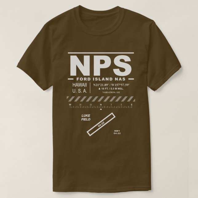 Ford Island NAS Naval Air Station  NPS T-Shirt (Design Front)